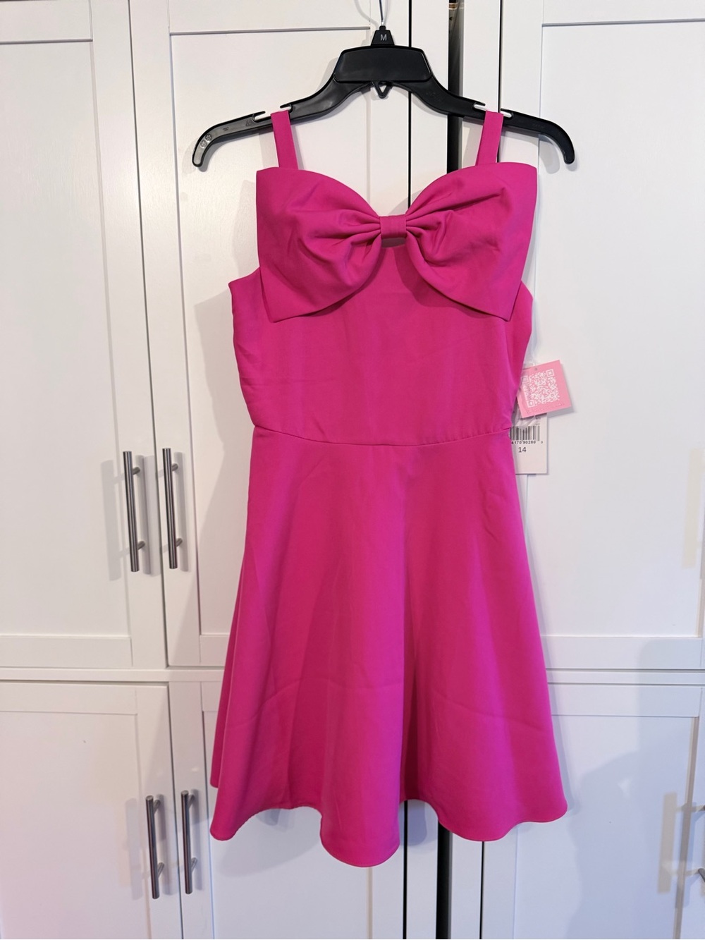 Rare editions Girls Fuchsia Bow-Front Party Dress